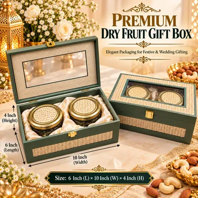 Premium Decorative Dry Fruit Gift Box with 2 Jars | Luxury Wedding & Festive Gift Hamper Box