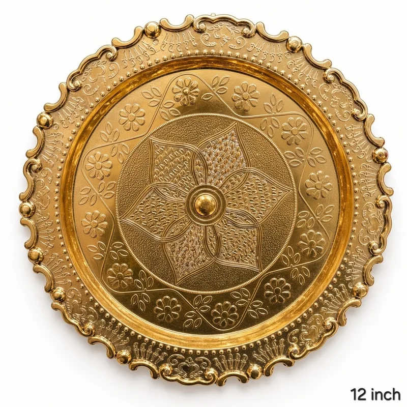 Golden Designer Dry Fruit Packing Plate And Bhog Thali – 12 Inch
Product