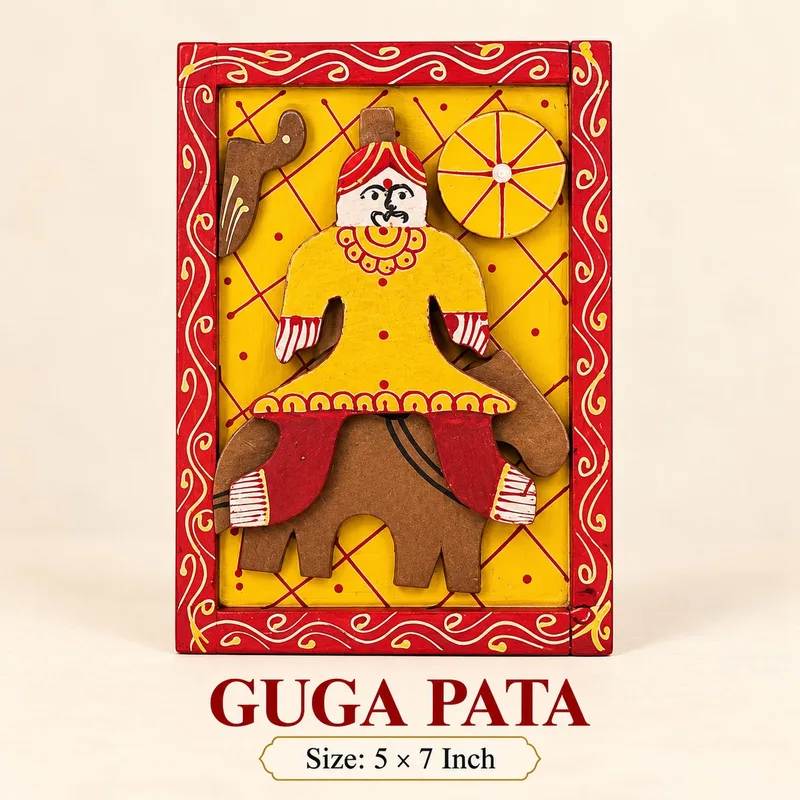 Guga Pata Wooden Pooja Board | Traditional Goga Ji Maharaj Pata for Rajasthani Pooja | 5 × 7 Inch