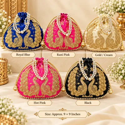 Traditional Designer Potli Bag for Wedding Bridal Wear Festive Gifting and Return Gifts potlis and Potlis for packing pack of 1 thumbnail 1