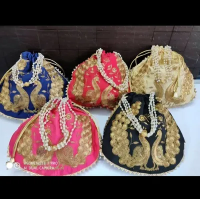 Traditional Designer Potli Bag for Wedding Bridal Wear Festive Gifting and Return Gifts potlis and Potlis for packing pack of 1 thumbnail 2