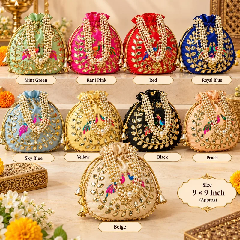Traditional Designer Potli Bag for Wedding Bridal Wear Festive Gifting and Return Gifts potlis and Potlis for packing pack of 1