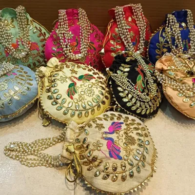 Traditional Designer Potli Bag for Wedding Bridal Wear Festive Gifting and Return Gifts potlis and Potlis for packing pack of 1 thumbnail 2
