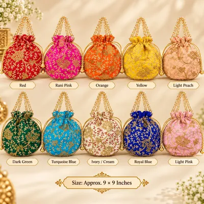 Traditional Designer Potli Bag for Wedding Bridal Wear Festive Gifting and Return Gifts potlis and Potlis for packing pack of 1 thumbnail 1