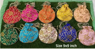 Traditional Designer Potli Bag for Wedding Bridal Wear Festive Gifting and Return Gifts potlis and Potlis for packing pack of 1 thumbnail 2