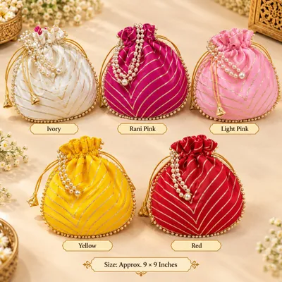 Traditional Designer Potli Bag for Wedding Bridal Wear Festive Gifting and Return Gifts potlis and Potlis for packing pack of 1 thumbnail 1