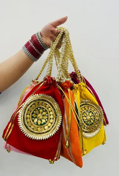 Traditional Designer Potli Bag for Wedding Bridal Wear Festive Gifting and Return Gifts potlis and Potlis for packing pack of 1 thumbnail 2