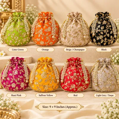 Traditional Designer Potli Bag for Wedding Bridal Wear Festive Gifting and Return Gifts potlis and Potlis for packing pack of 1 thumbnail 1