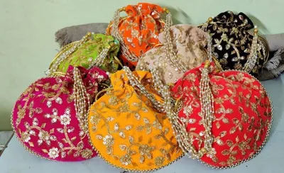 Traditional Designer Potli Bag for Wedding Bridal Wear Festive Gifting and Return Gifts potlis and Potlis for packing pack of 1 thumbnail 2