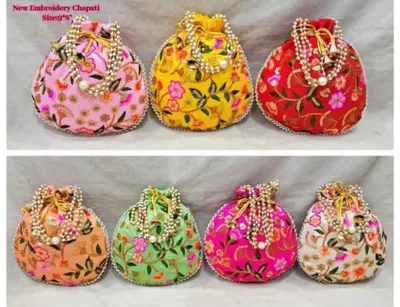 Traditional Designer Potli Bag for Wedding Bridal Wear Festive Gifting and Return Gifts potlis and Potlis for packing pack of 1 thumbnail 2