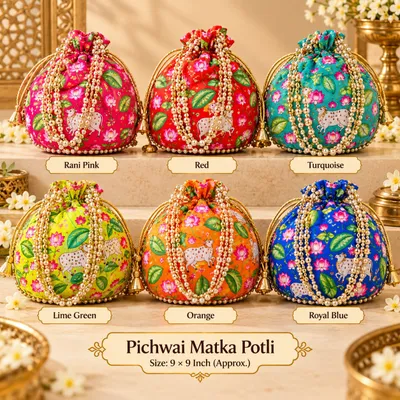 Traditional Designer Potli Bag for Wedding Bridal Wear Festive Gifting and Return Gifts potlis and Potlis for packing pack of 1 thumbnail 1