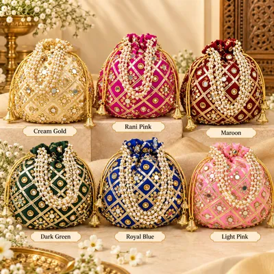 Traditional Designer Potli Bag for Wedding Bridal Wear Festive Gifting and Return Gifts potlis and Potlis for packing pack of 1 thumbnail 1