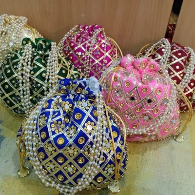 Traditional Designer Potli Bag for Wedding Bridal Wear Festive Gifting and Return Gifts potlis and Potlis for packing pack of 1 thumbnail 2
