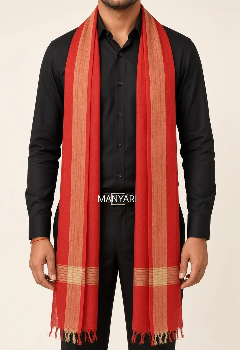 Swagat Chunni / Patka for Guest Welcome | Traditional Indian Welcome Dupatta for Wedding, Inauguration, Religious Functions & Events | Pack of 10 Pieces Red